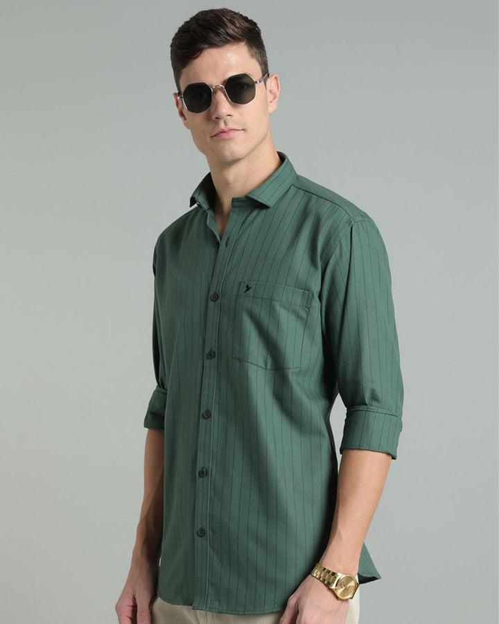 Army Green Vertical Stripes -Full-Stain Proof