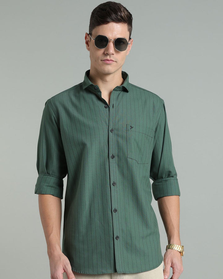 Army Green Vertical Stripes -Full-Stain Proof