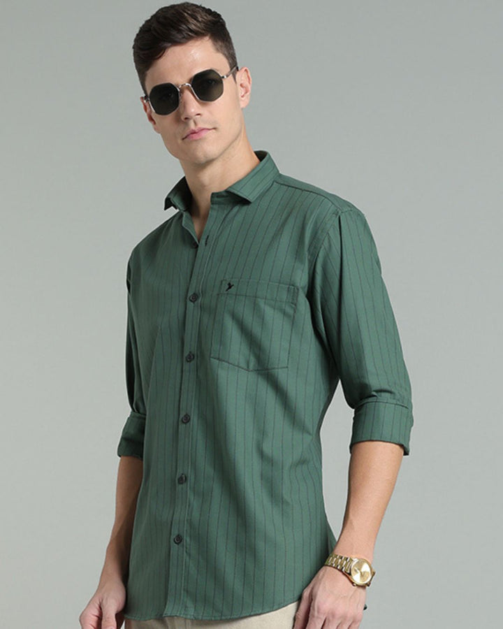 Army Green Vertical Stripes -Full-Stain Proof