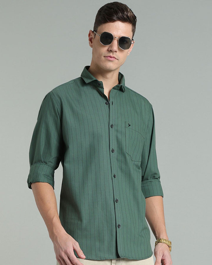Army Green Vertical Stripes -Full-Stain Proof