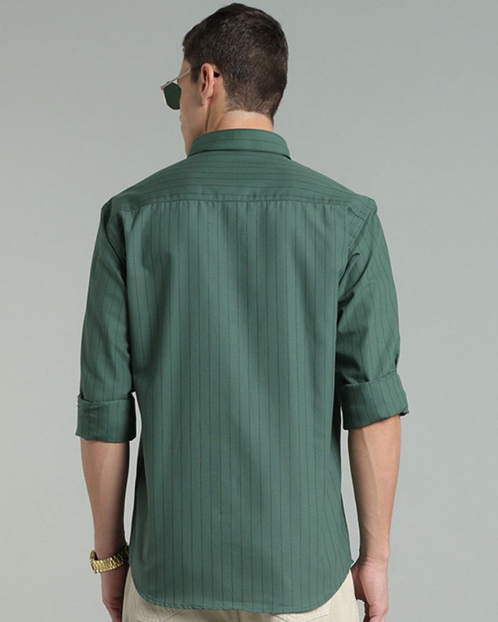 Army Green Vertical Stripes -Full-Stain Proof