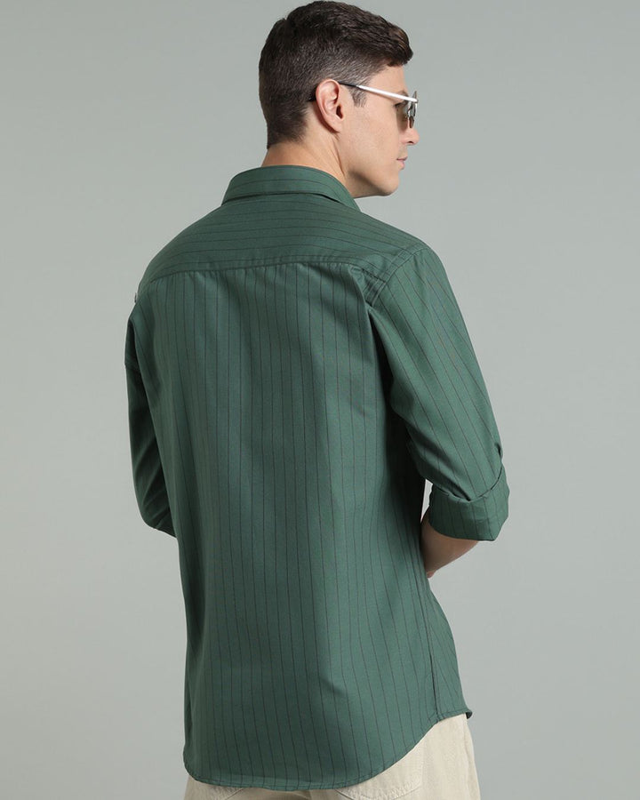 Army Green Vertical Stripes -Full-Stain Proof