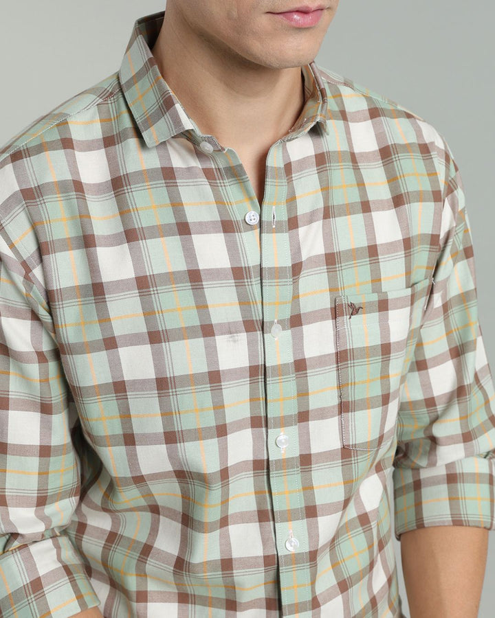 Soft Green & Brown Checks -Full-Stain Proof