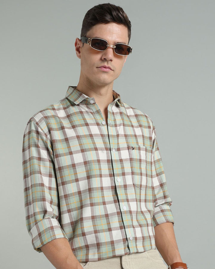 Soft Green & Brown Checks -Full-Stain Proof