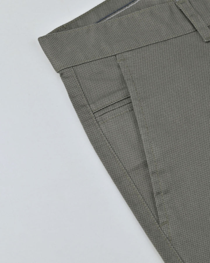 Olive Green Web Printed - 2 way stretch - COTTON PANT