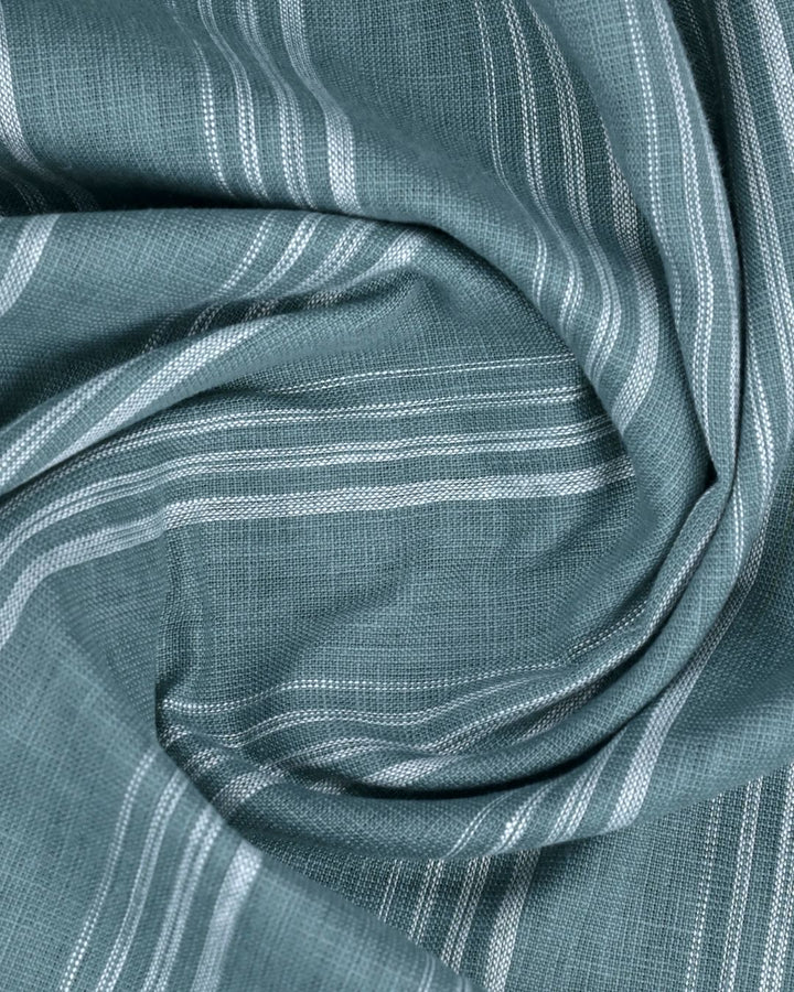 Green Multi Line Stripes -Full-Cotton Linen Shirt