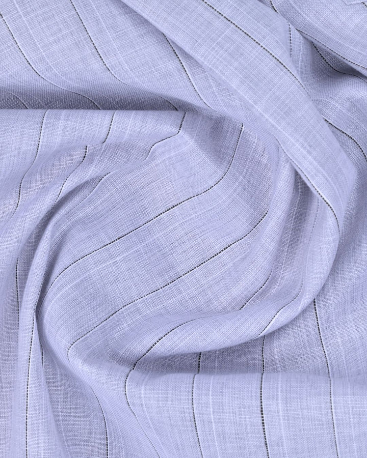 Silver Grey Double Dotted line Stripes -Full-Bamboo Linen