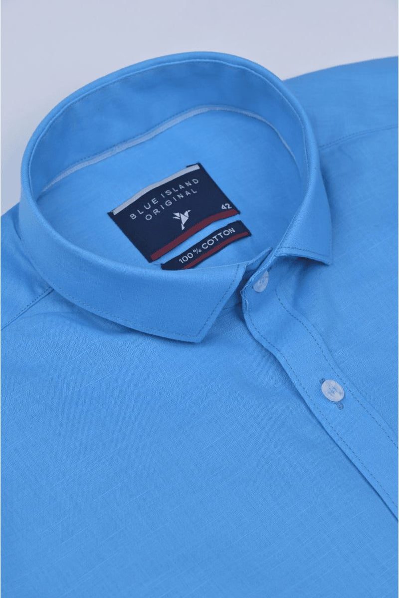 Bright Blue Cotton Linen-Full-Stain Proof