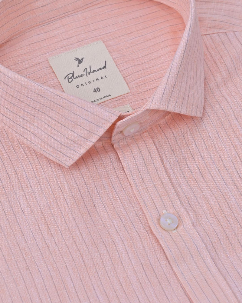 Dusty Pink Mini Stripes -Full-Bamboo Linen