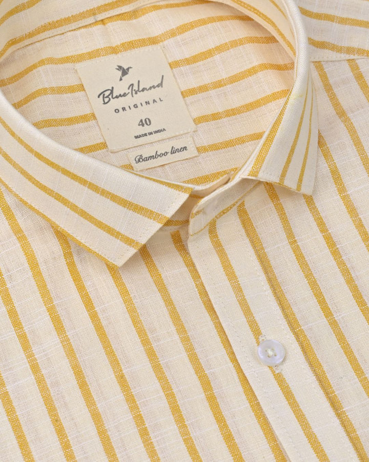 Ivory Cream Stripes -Full-Bamboo Linen