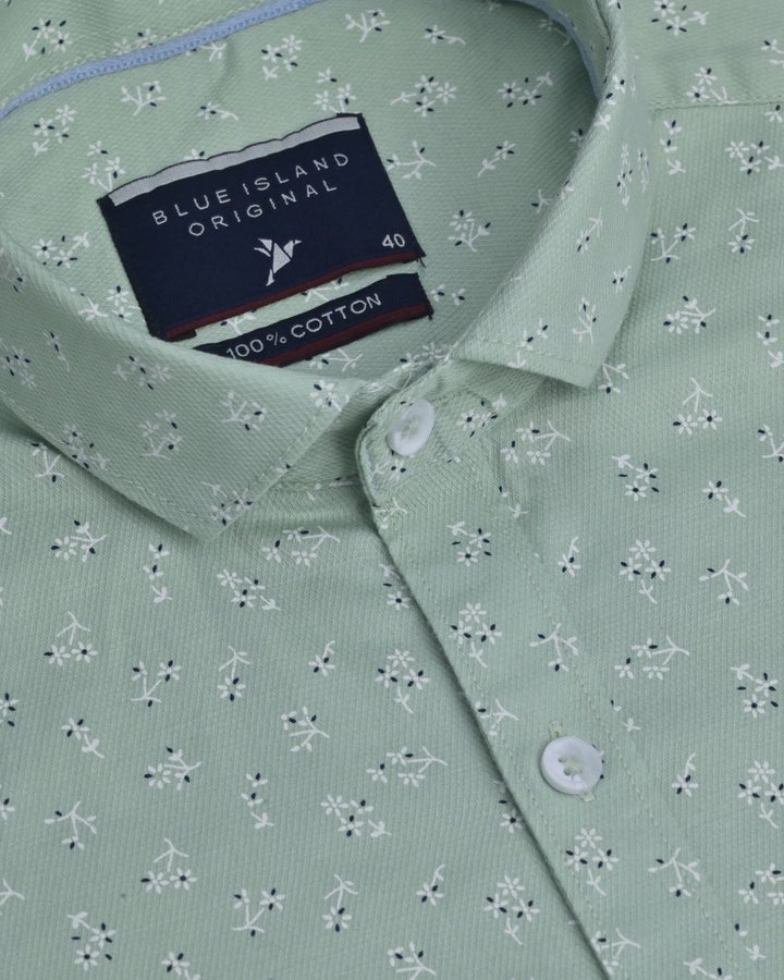 Mint Green Flower Print - Full-Stain Proof