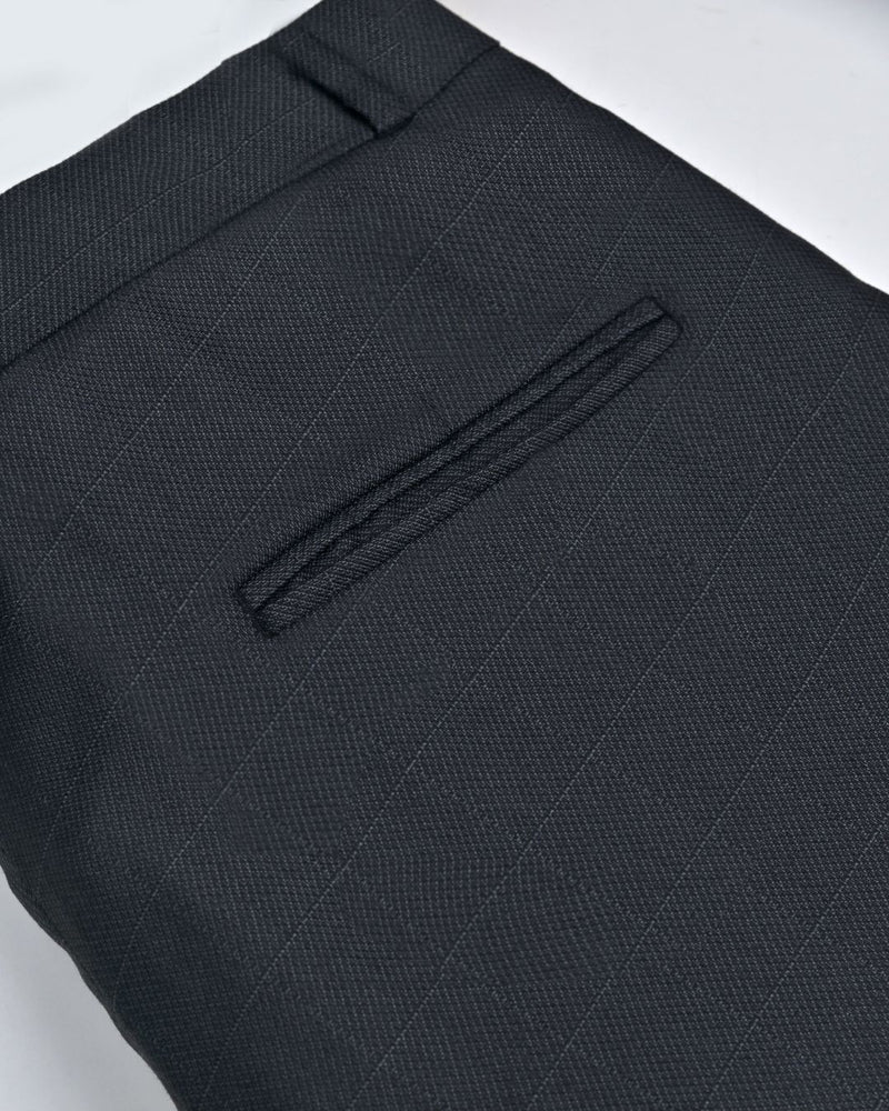 Charcoal Black Mesh Checks - Wrinkle free Formal Pant