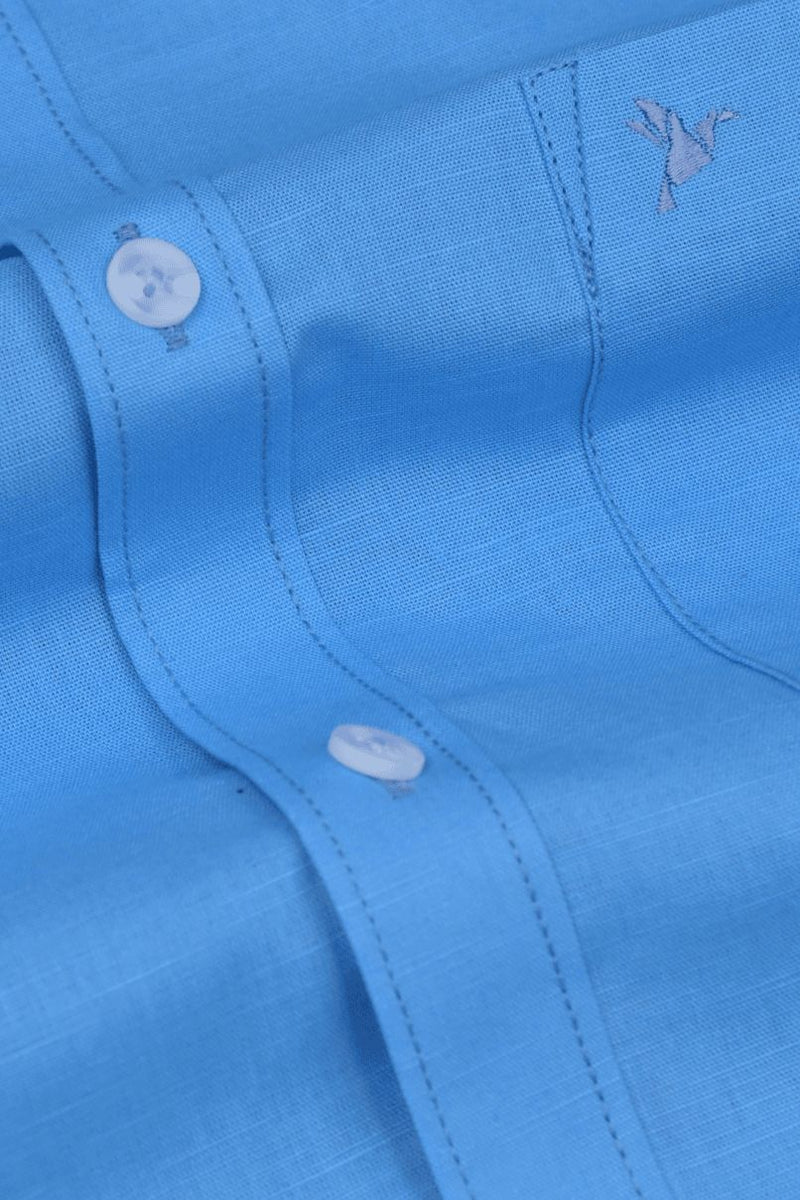 Bright Blue Cotton Linen-Full-Stain Proof