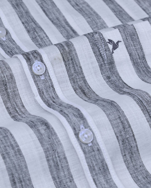 Black Broad Stripes -Full-Bamboo Linen