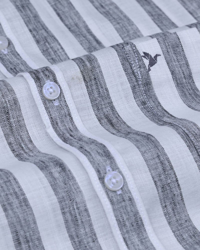 Black Broad Stripes -Full-Bamboo Linen