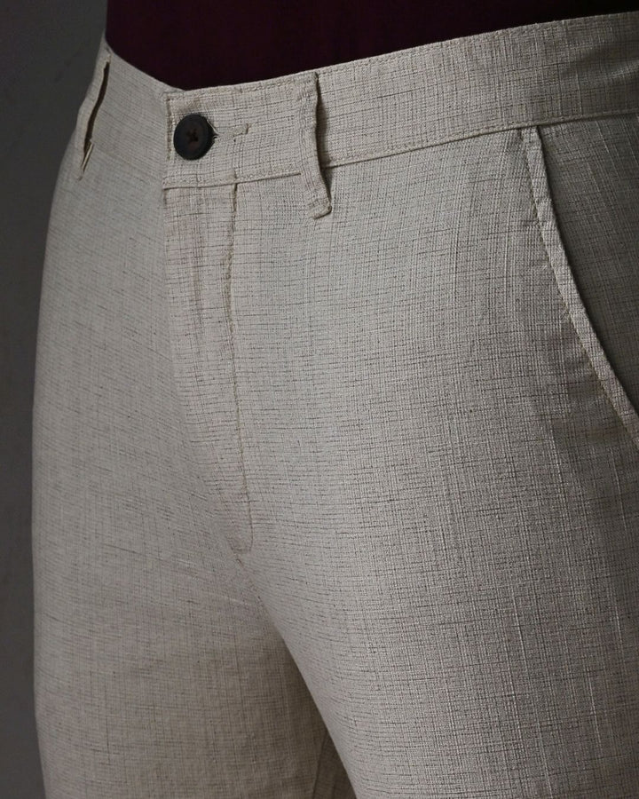 White Grid - 2 way stretch - COTTON LINEN PANT