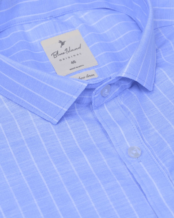 Ice Blue Stripes -Full-Bamboo Linen