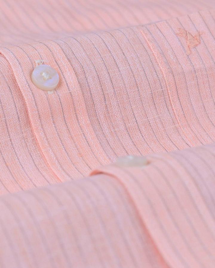Dusty Pink Mini Stripes -Full-Bamboo Linen
