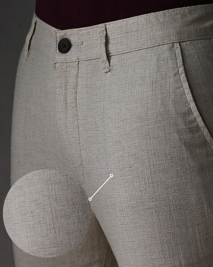 White Grid - 2 way stretch - COTTON LINEN PANT