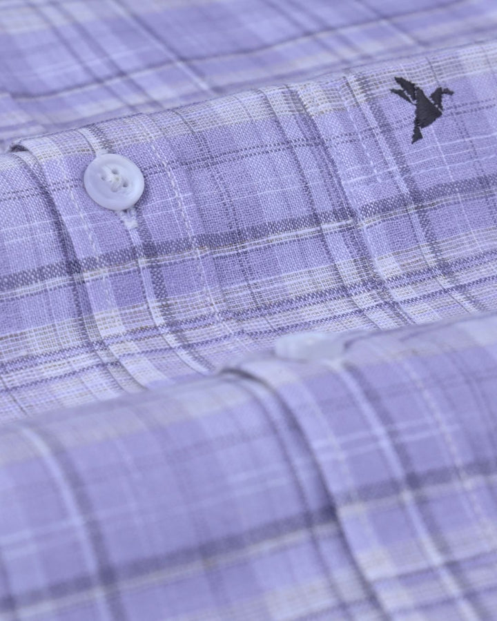 Mild Lavender & White Checks -Full-Bamboo Linen
