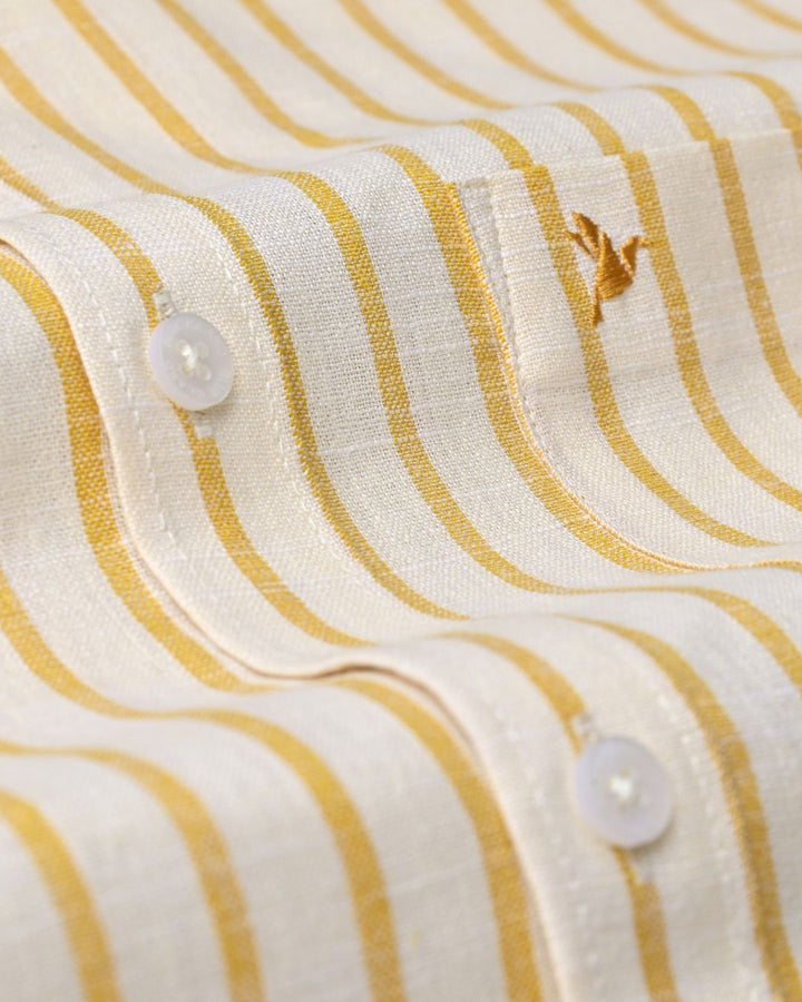 Ivory Cream Stripes -Full-Bamboo Linen