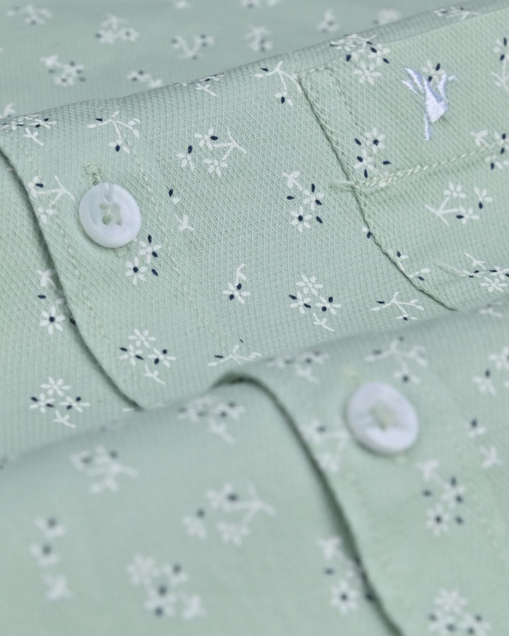 Mint Green Flower Print - Full-Stain Proof