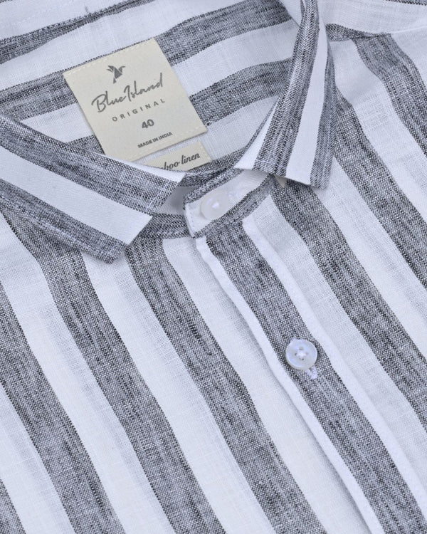 Black Broad Stripes -Full-Bamboo Linen