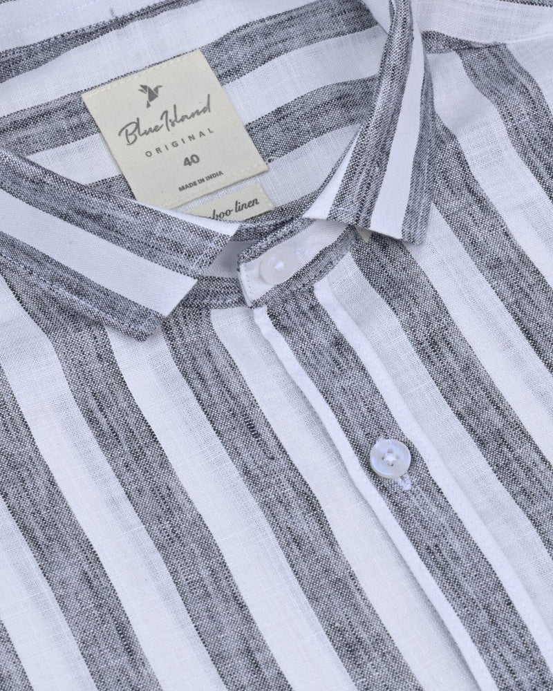 Black Broad Stripes -Full-Bamboo Linen