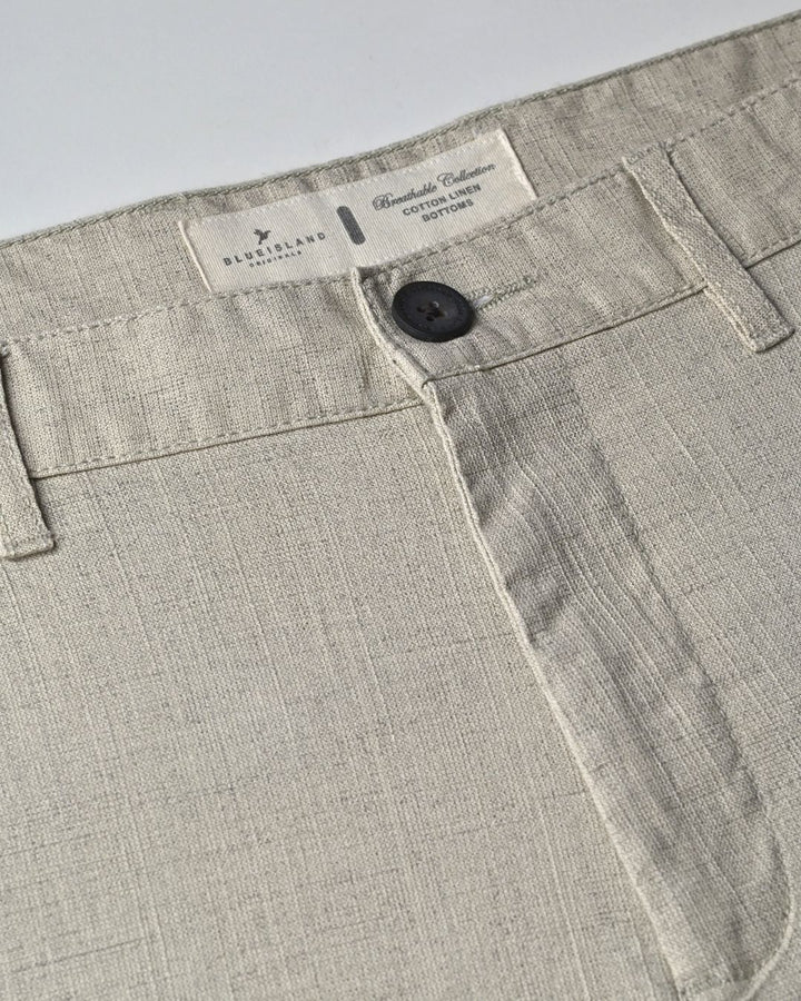 White Grid - 2 way stretch - COTTON LINEN PANT