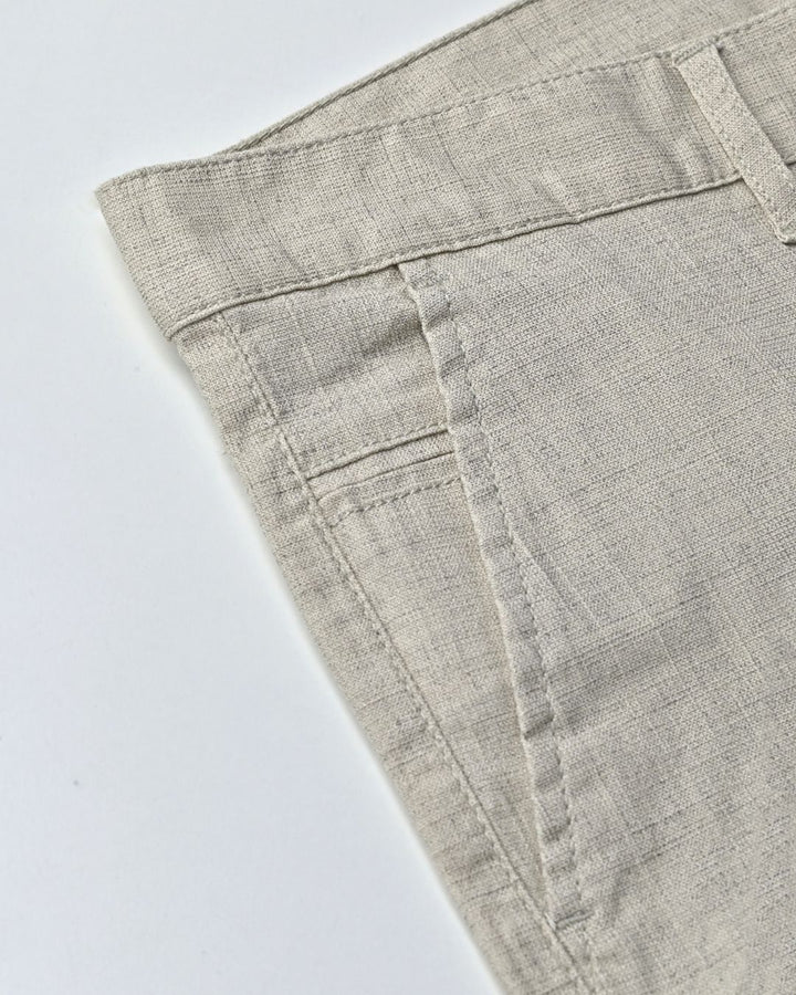 White Grid - 2 way stretch - COTTON LINEN PANT