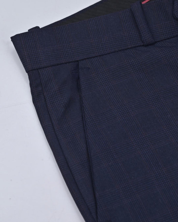 Navy Multi Line Checks - Wrinkle free Formal Pant