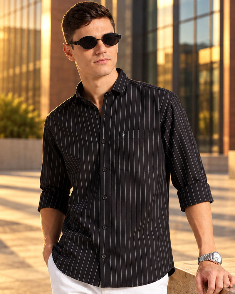 Black Vertical Stripes -Full-Stain Proof