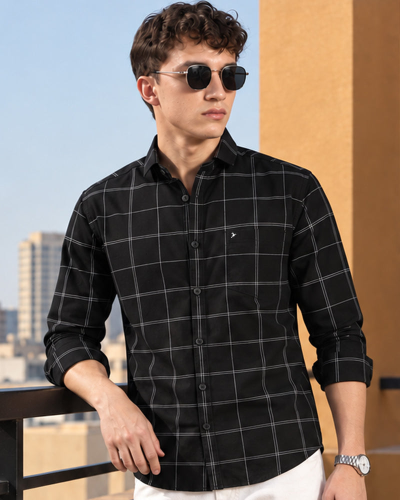 Black Double Line Checks -Full-Stain Proof