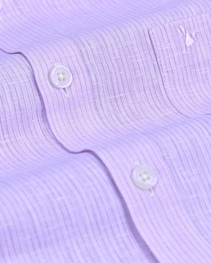Violet Small Stripes -Full-Bamboo Linen