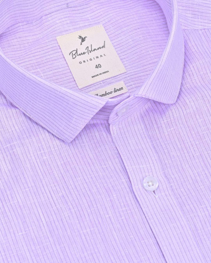 Violet Small Stripes -Full-Bamboo Linen