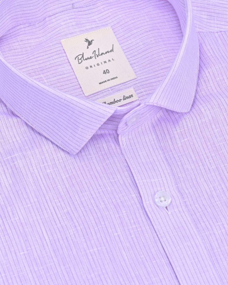 Violet Small Stripes -Full-Bamboo Linen