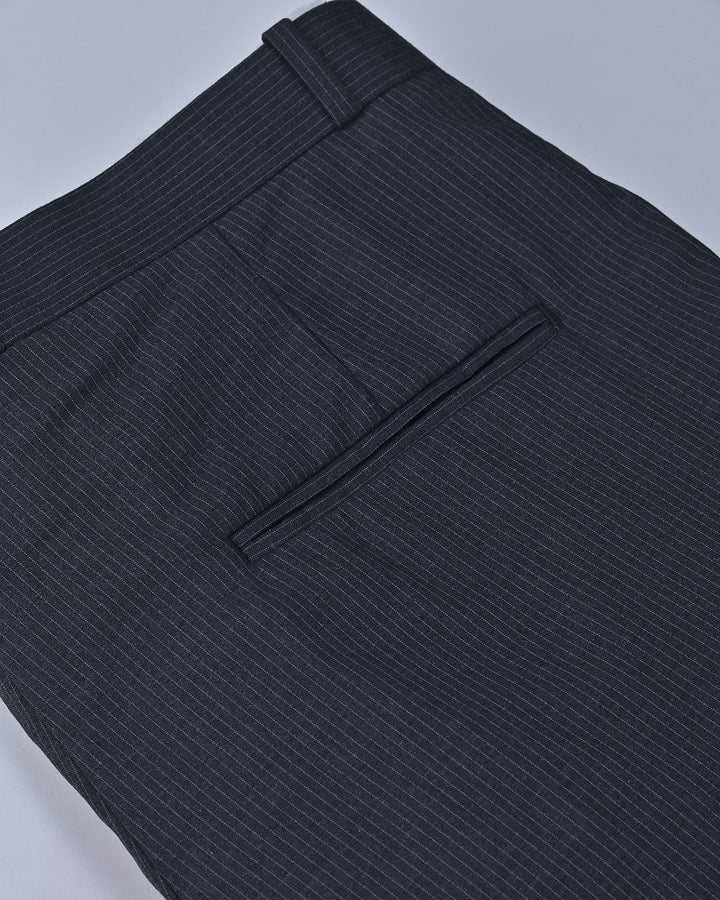 Blackish Grey Mini Stripes - Wrinkle free Formal Pant
