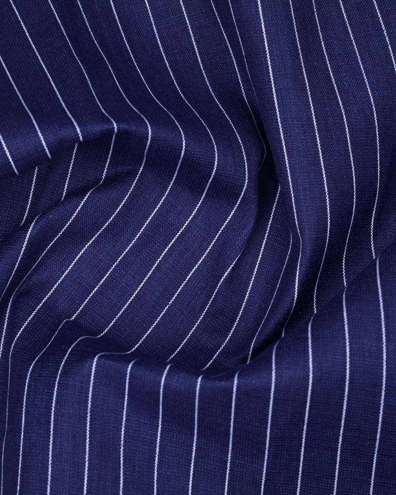 Royal Navy Vertical Stripes -Full-Bamboo Linen