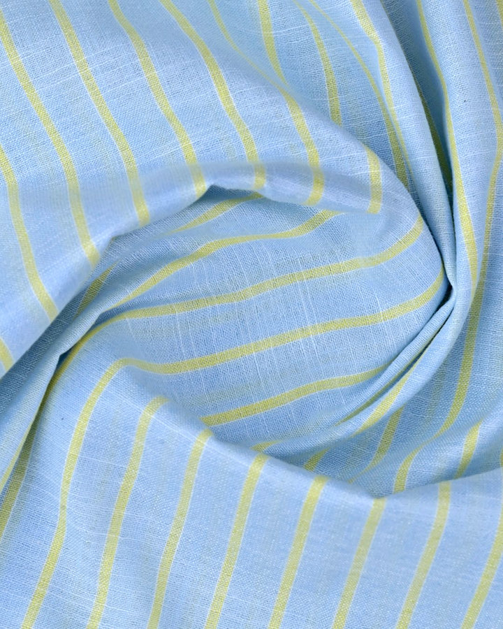 Blue & Yellow Line Stripes -Full-Bamboo Linen