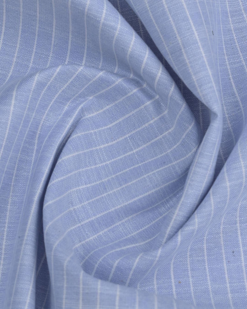 Blue Mini Stripes -Full-Bamboo Linen
