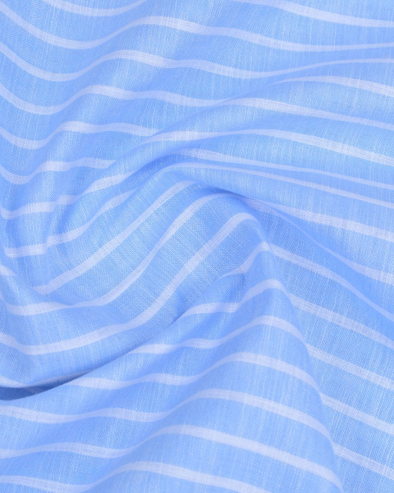 Sky Blue Stripes -Full-Bamboo Linen