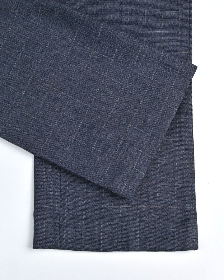 Bluish Grey Rectangle Checks - Wrinkle free Formal Pant