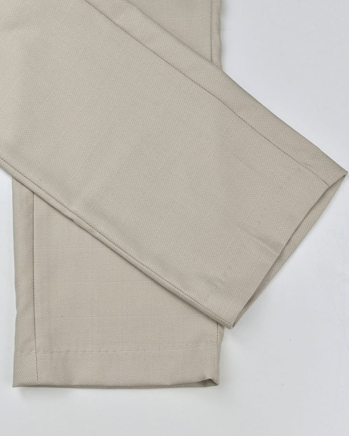Cream Mesh Printed- Wrinkle free Formal Pant