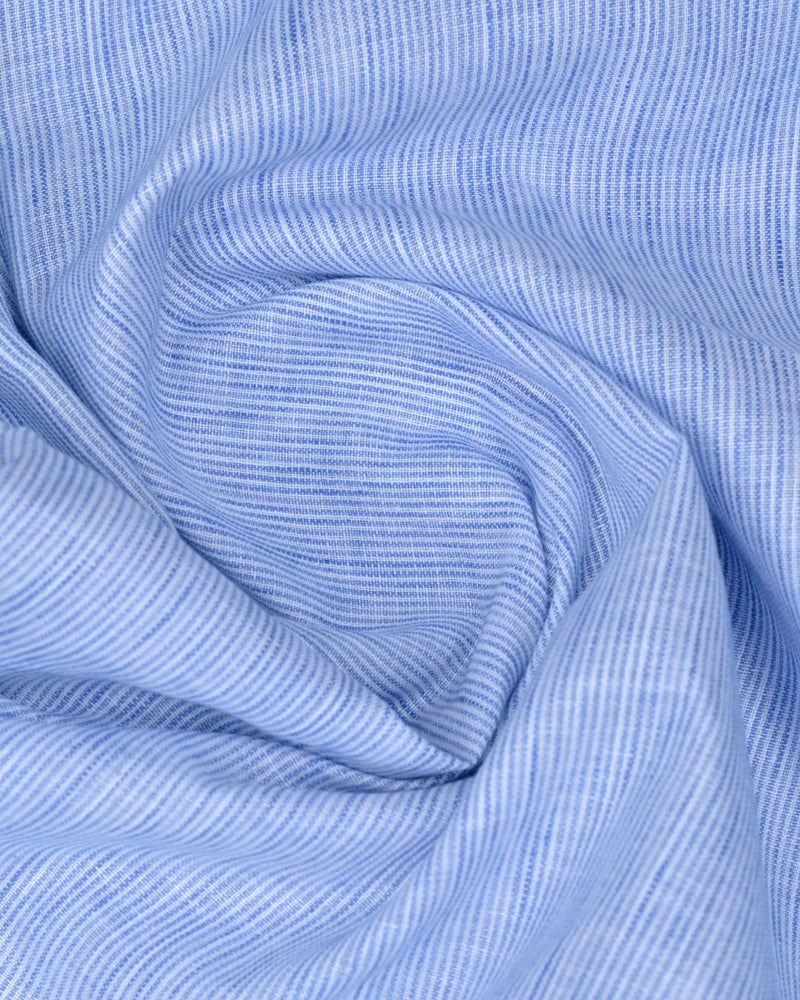 Blue Grid Stripes -Full-Bamboo Linen