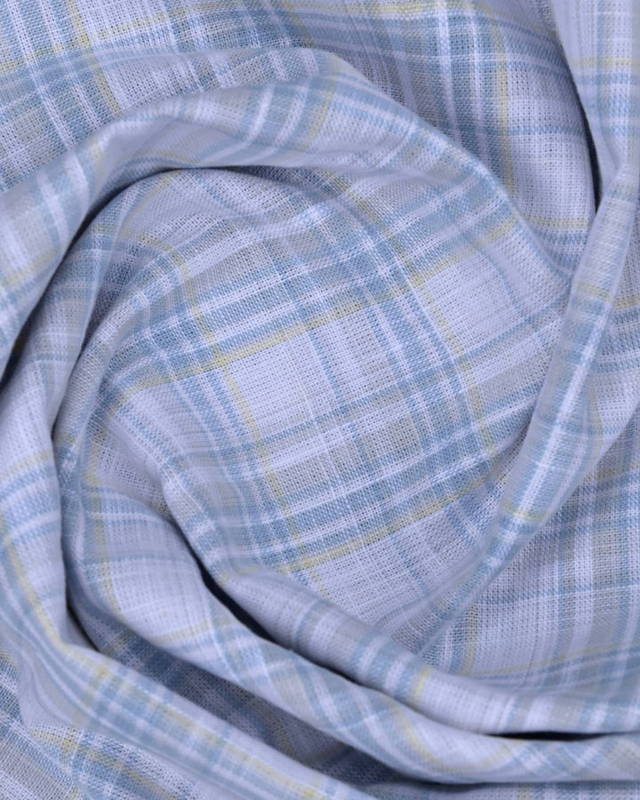 Autumn Blue & Yellow Checks -Full-Cotton Linen Shirt