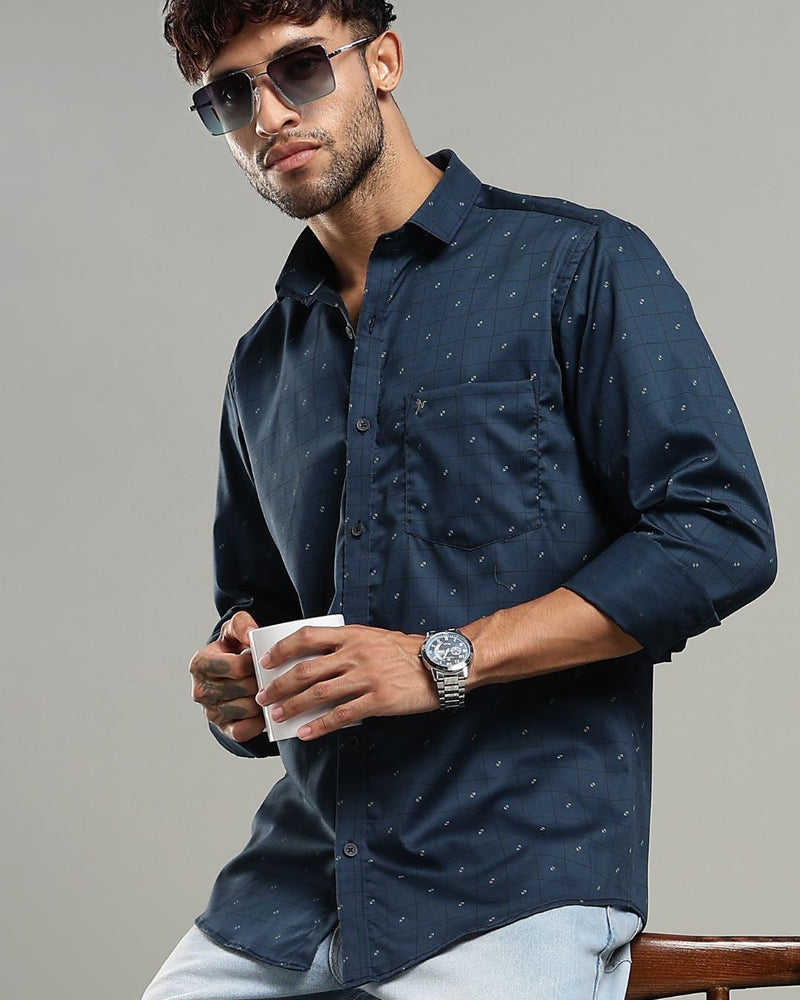 Navy Signal Box Print -Full-Stain Proof