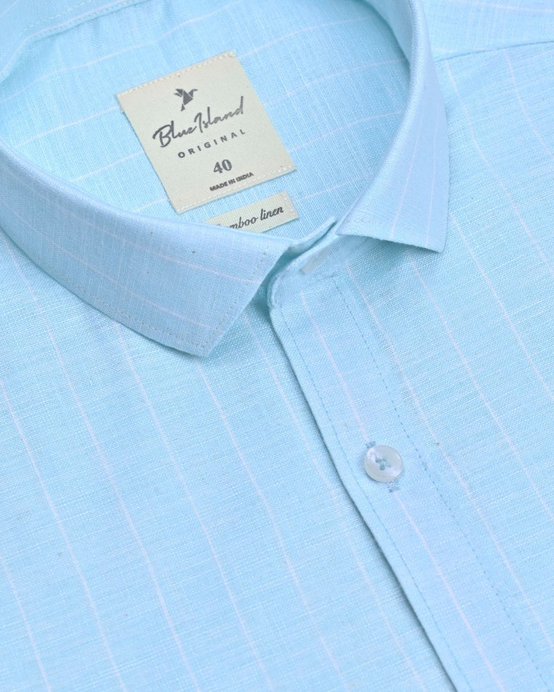 Lite Sky Blue Stripes -Full-Bamboo Linen