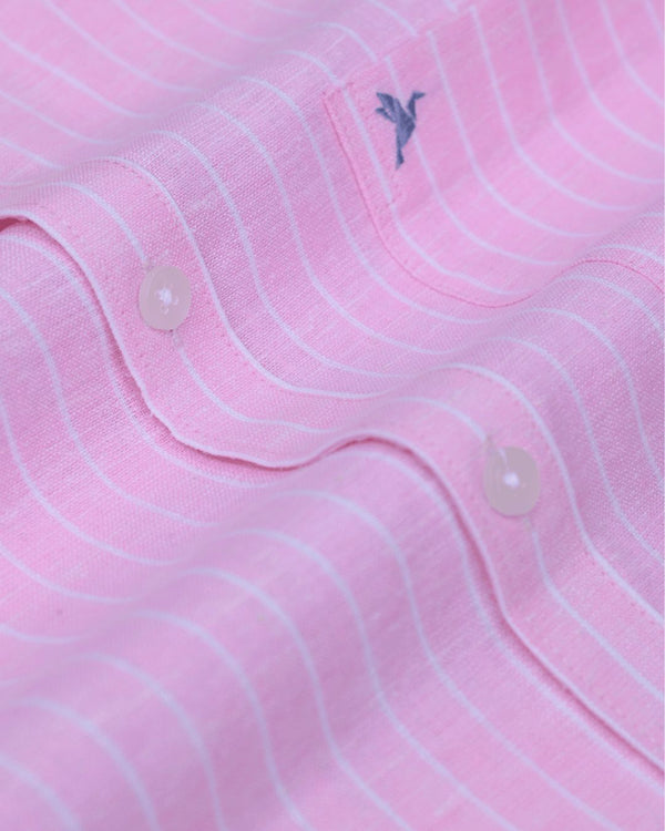 Rose Pink Stripes -Full-Bamboo Linen