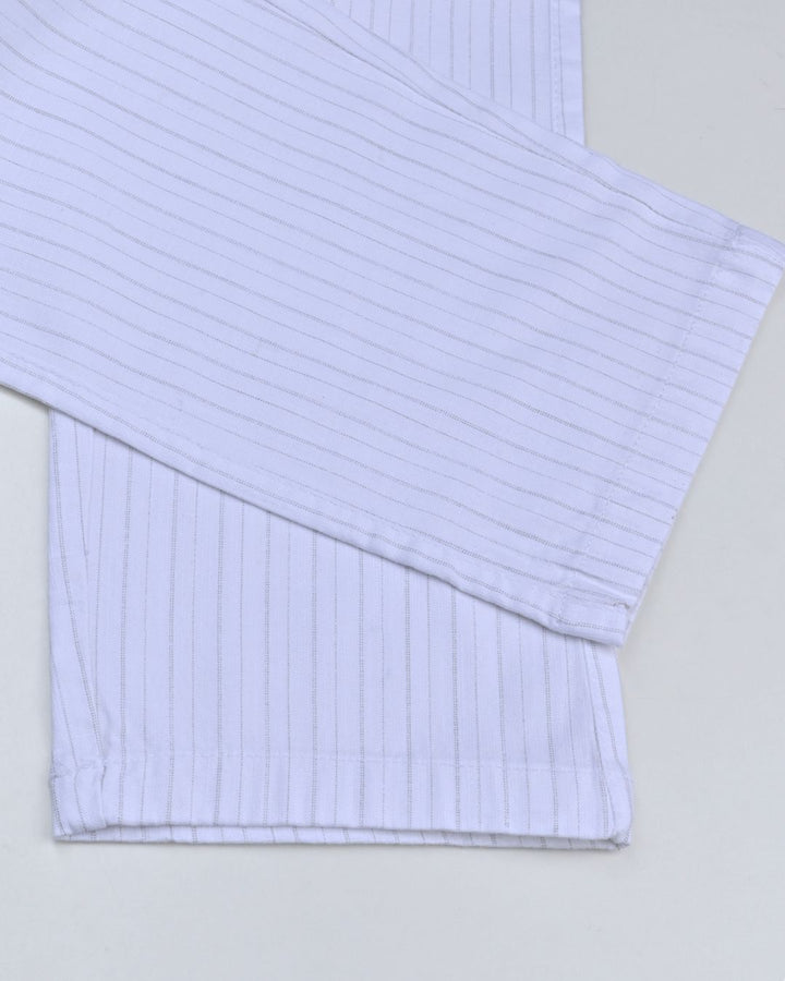 White Line Stripes - 2 way stretch - COTTON LINEN PANT