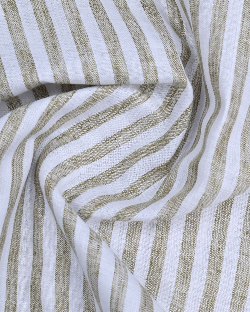 Desert Brown & White Large Stripes -Full-Bamboo Linen